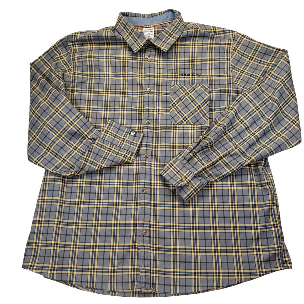 Outfitter Trading Co Plaid Shirt Mens 2XL Park City Stretch Active Long Sleeve